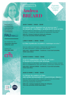 Poster for the seminars taught by A. Bréard in March 2024 at EHESS